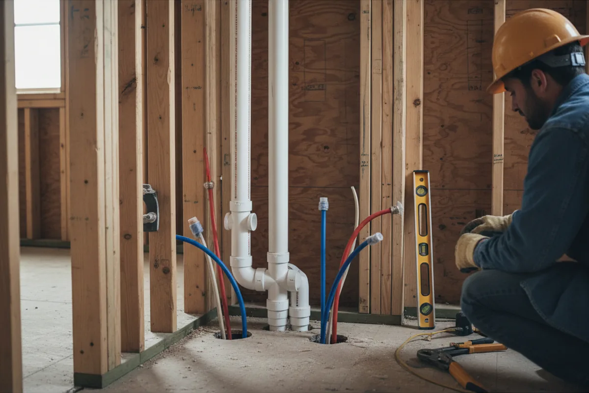 Drain and supply rough-in during Drain Cleaning in Lake Peekskill