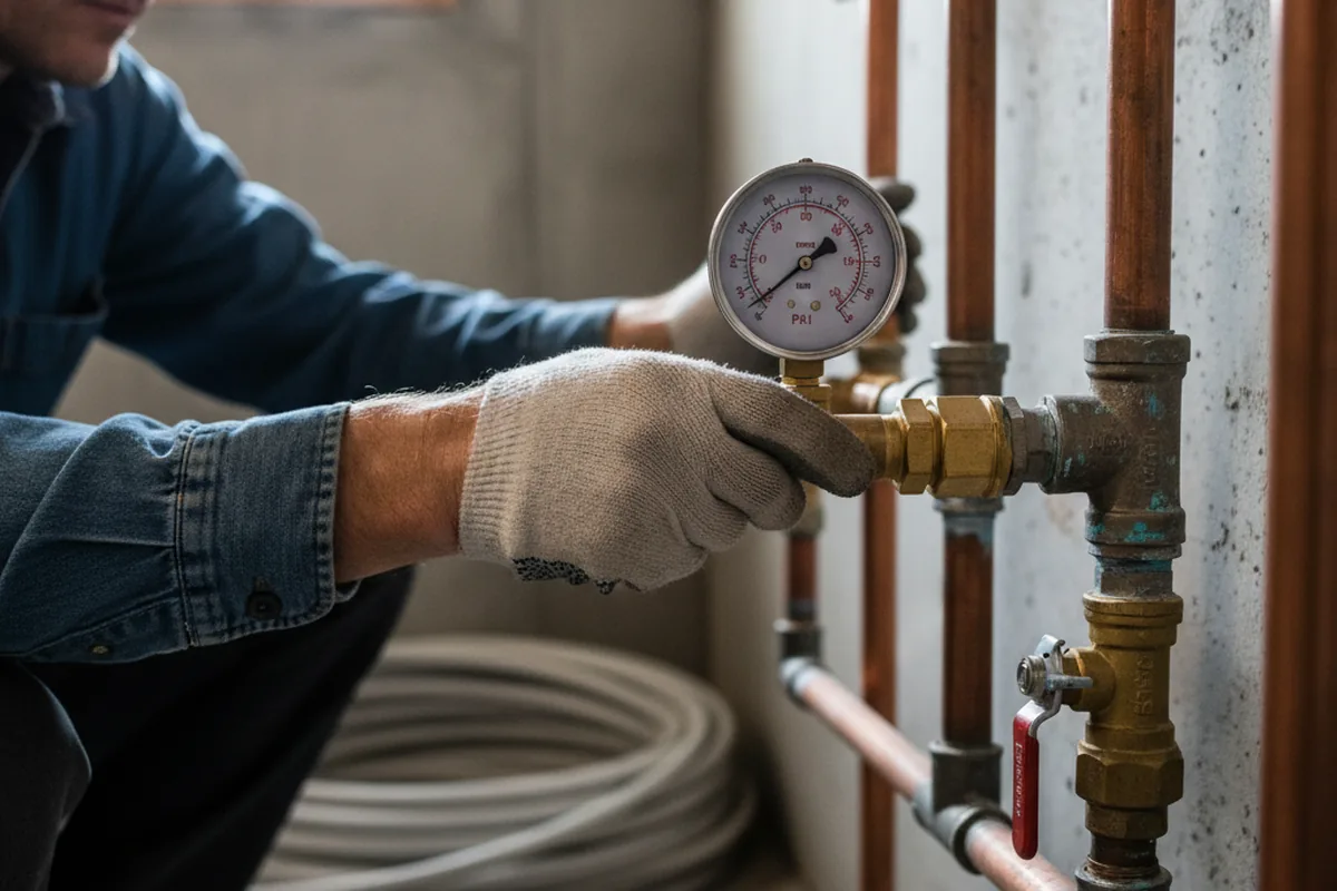 Pressure testing a repaired line during Water Line Repair in Lake Peekskill